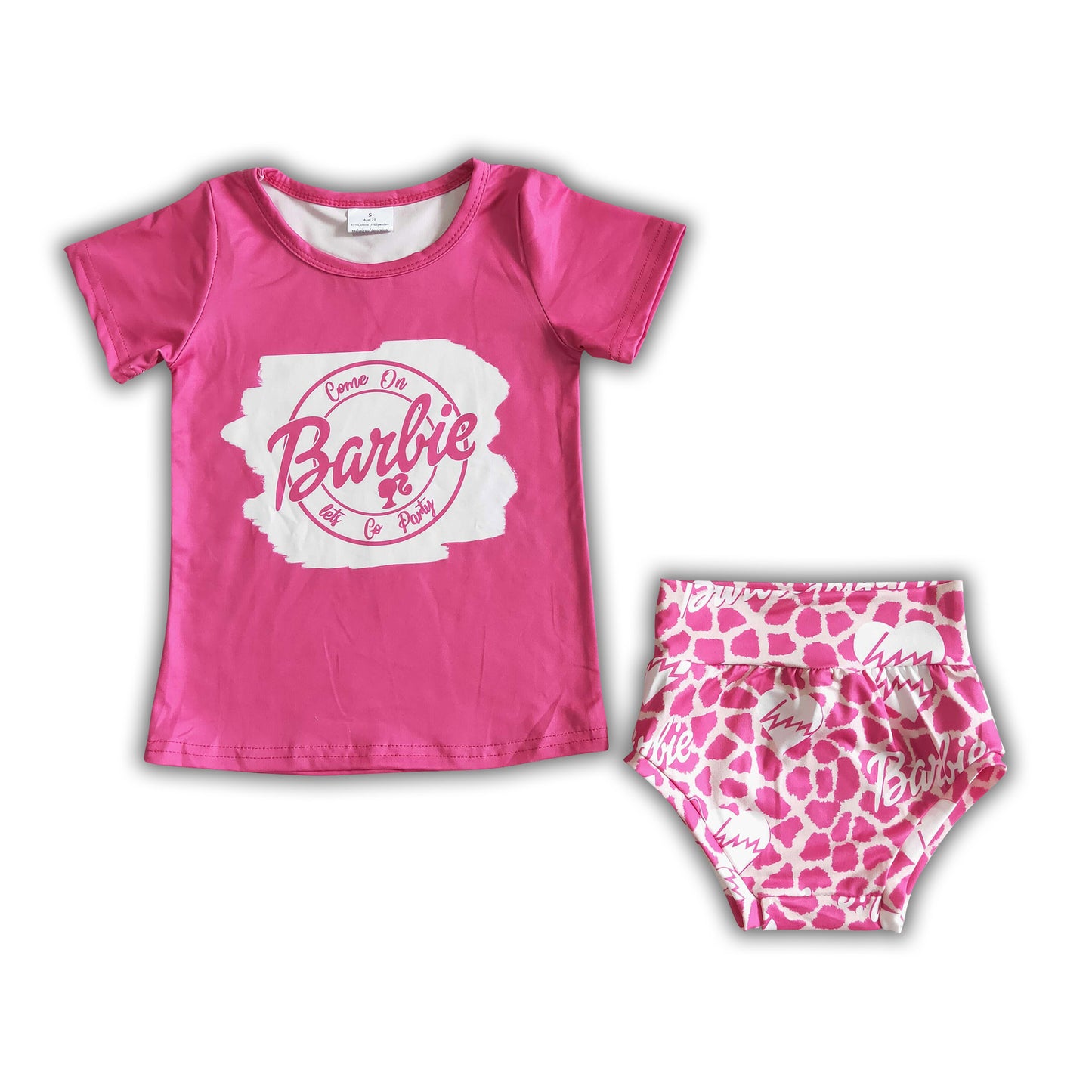 Come on let go party baby girls bummies set