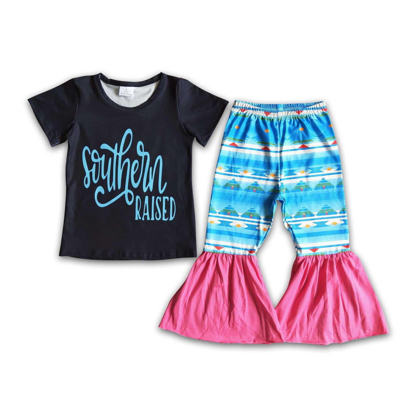 Girl Southern Raised Bell Bottom Outfit