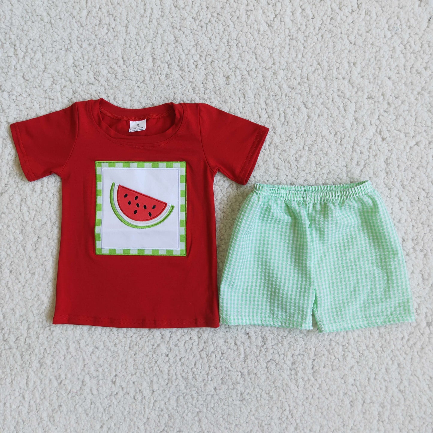 Boy Watermelon Plaid Outfit