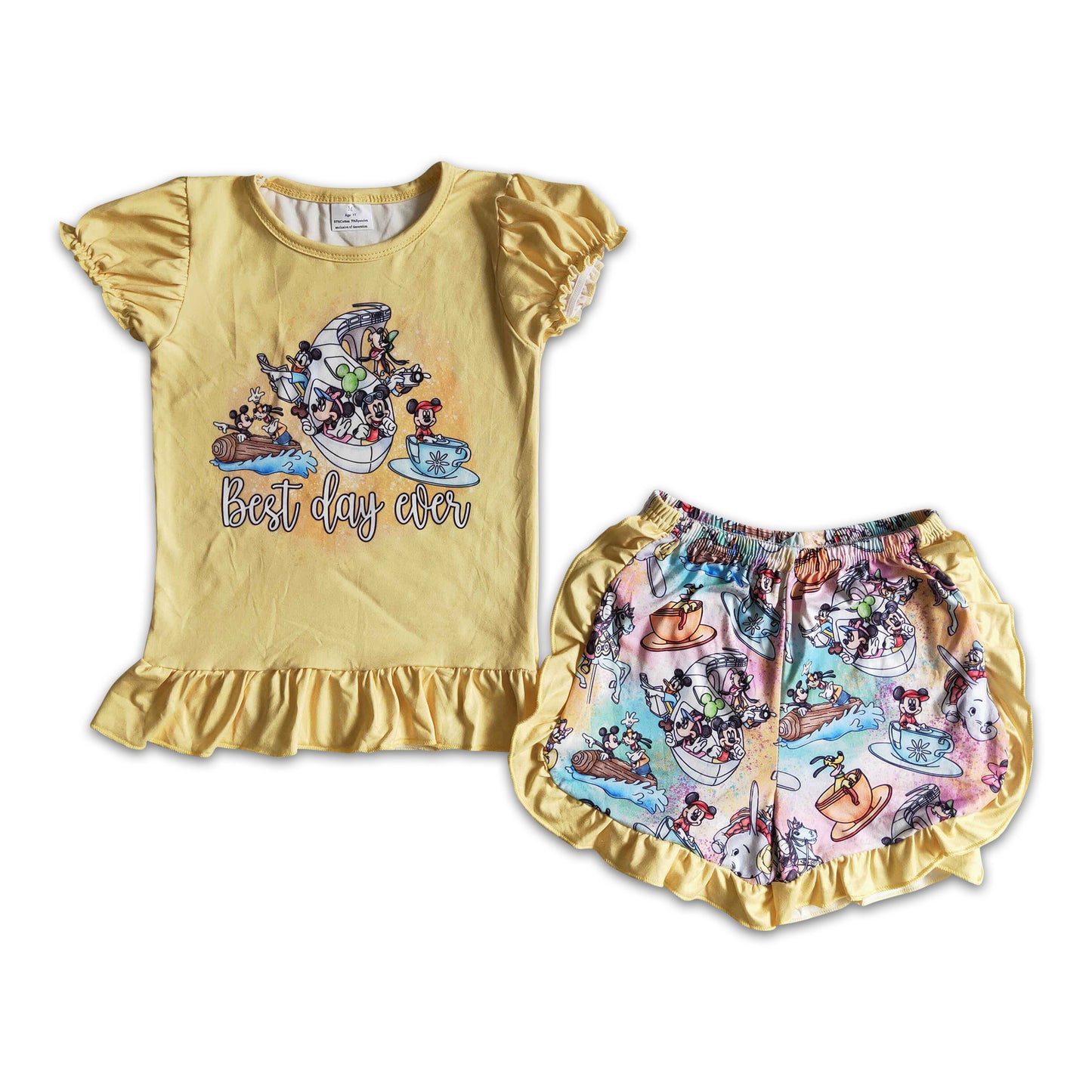 Best day ever shirt mouse shorts girls summer clothes