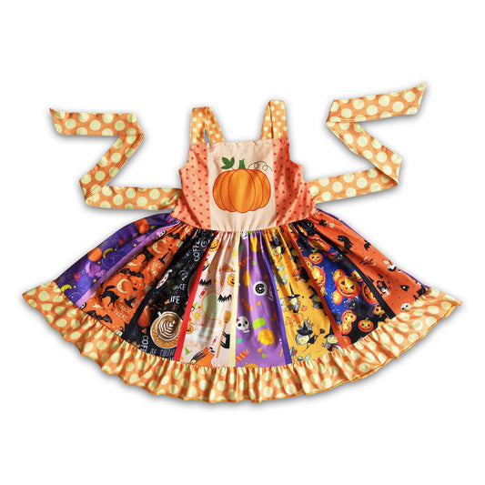 Girl Pumpkin Patchwork Halloween Dress