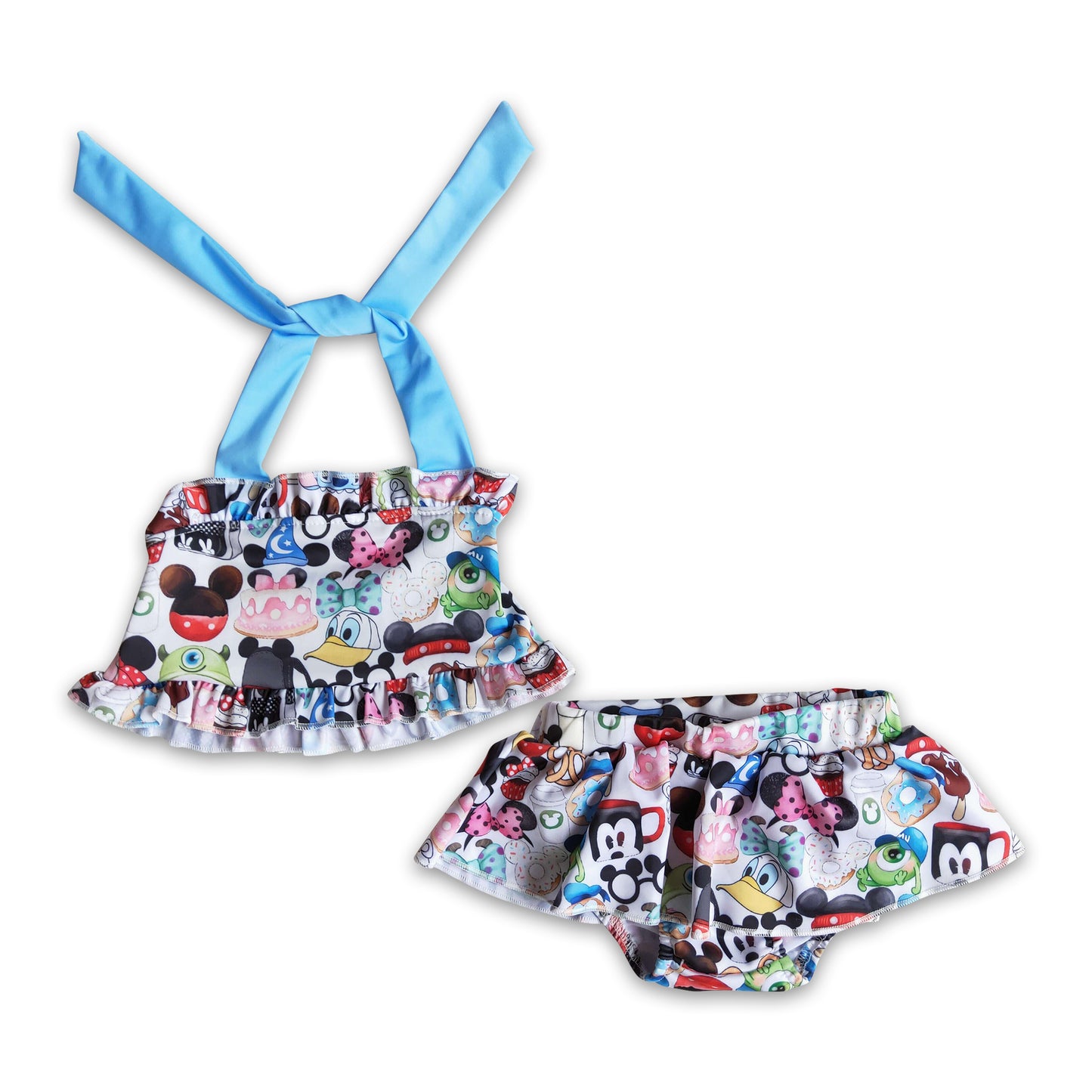 Cute print suspender toddler girls swimsuit