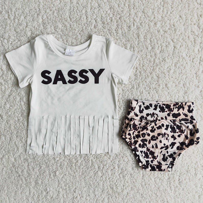 Girl Sassy Leopard Bummies set