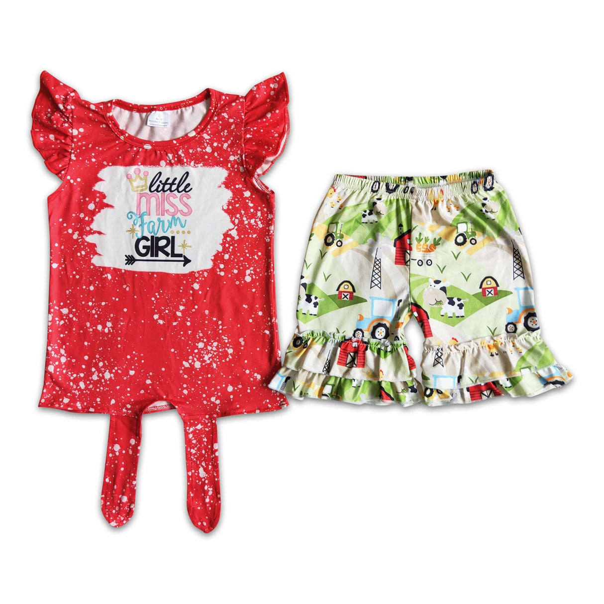 Little miss farm girl shirt ruffle shorts boutique clothing