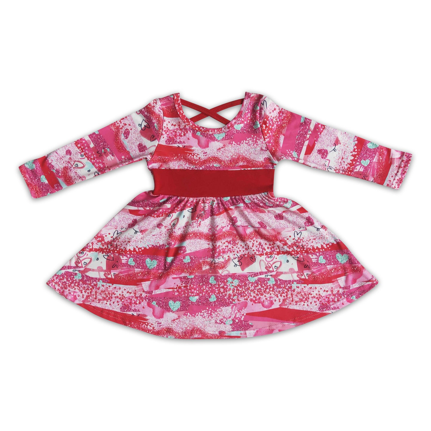 Long sleeve baby girls valentine's twirl dresses