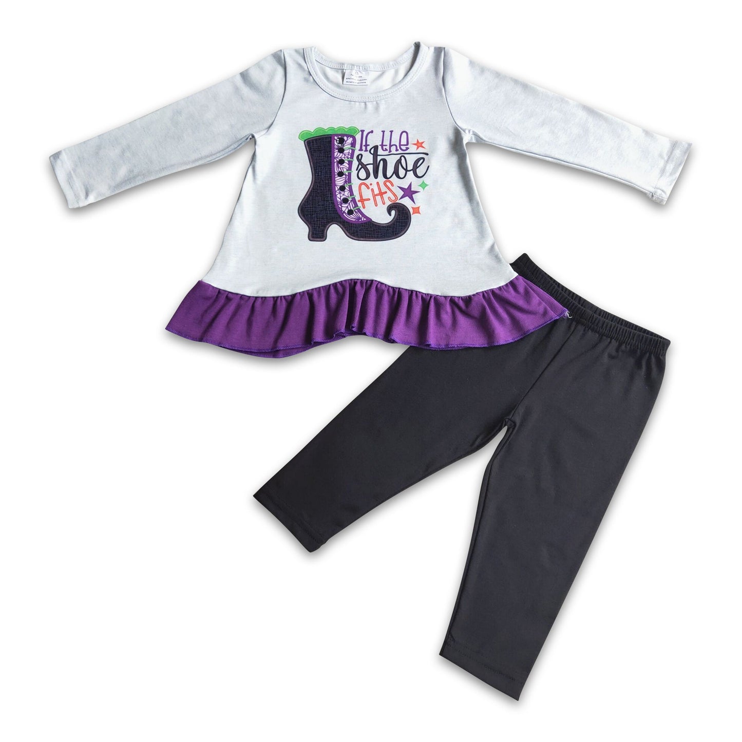 If the shoe fits shirt black leggings girls Halloween outfits