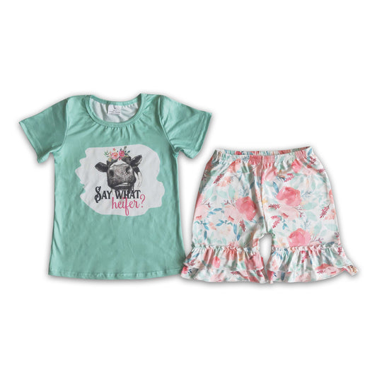 Say what heifer floral shorts girls summer outfits