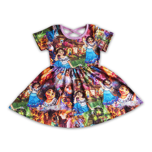 Short sleeve cute magic baby girls twirl summer dresses