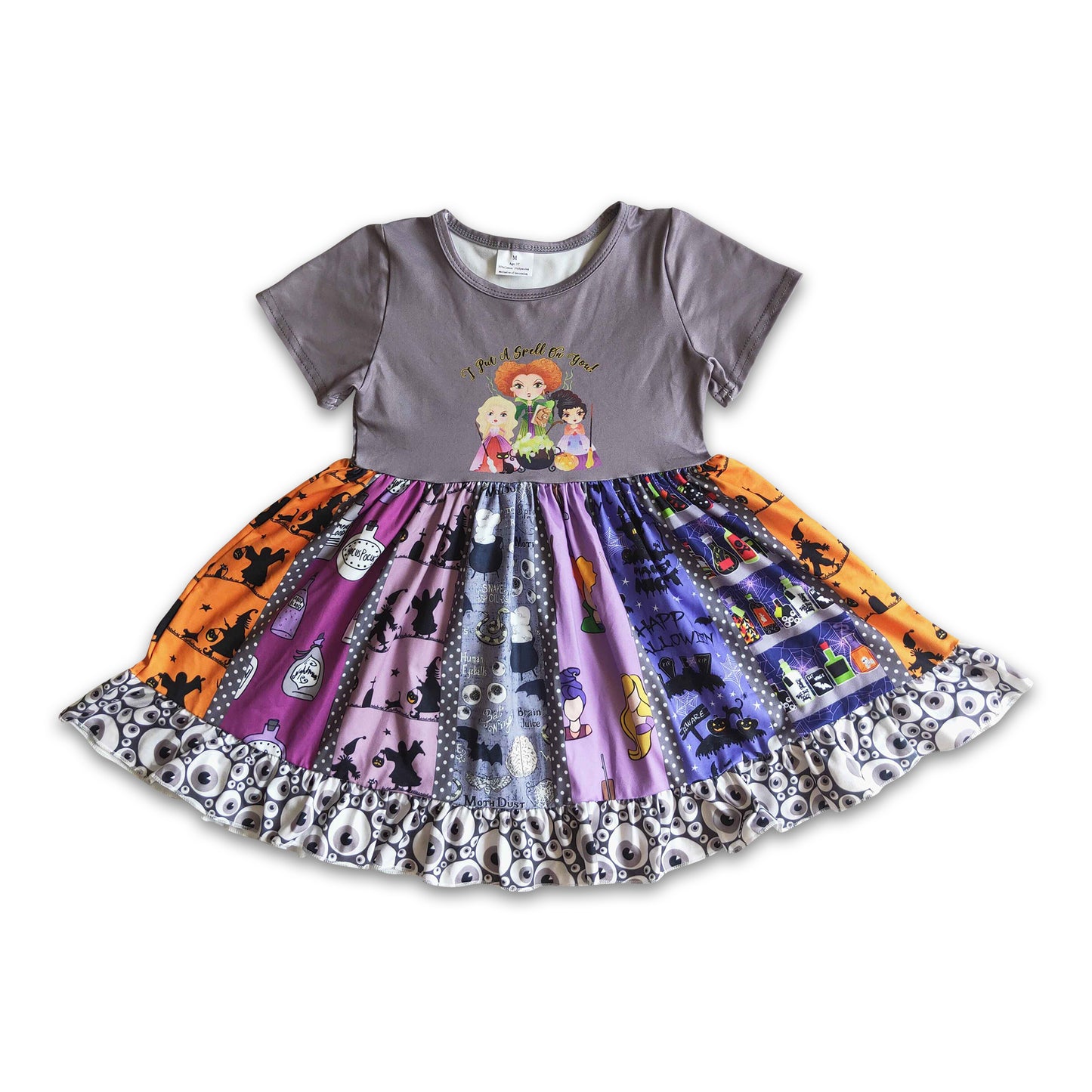 Girl Short sleeve witches panel twirl dress
