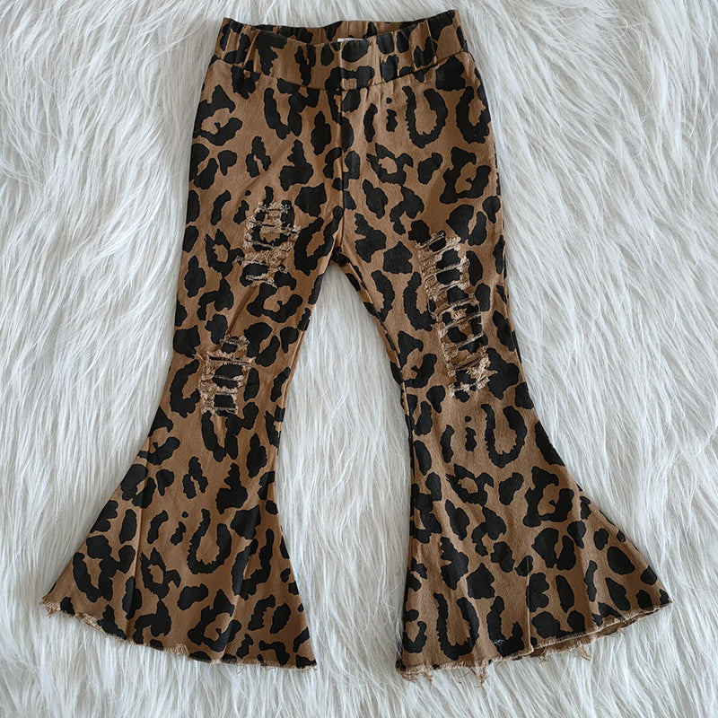 Girl Brown Leopard denim pants