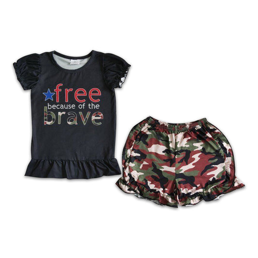 Free because of brave shirt camo shorts girls summer clothes