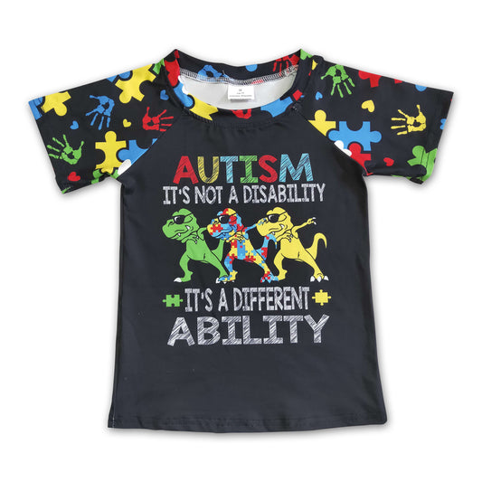 Autism is not a disability it's a different ability boy short sleeve shirt