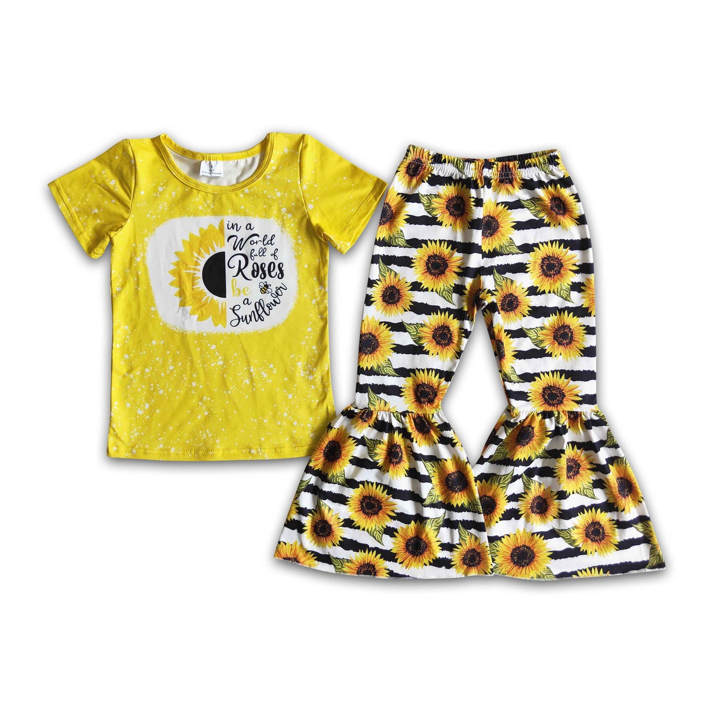 Girl Sunflowers Bell Bottom Outfit