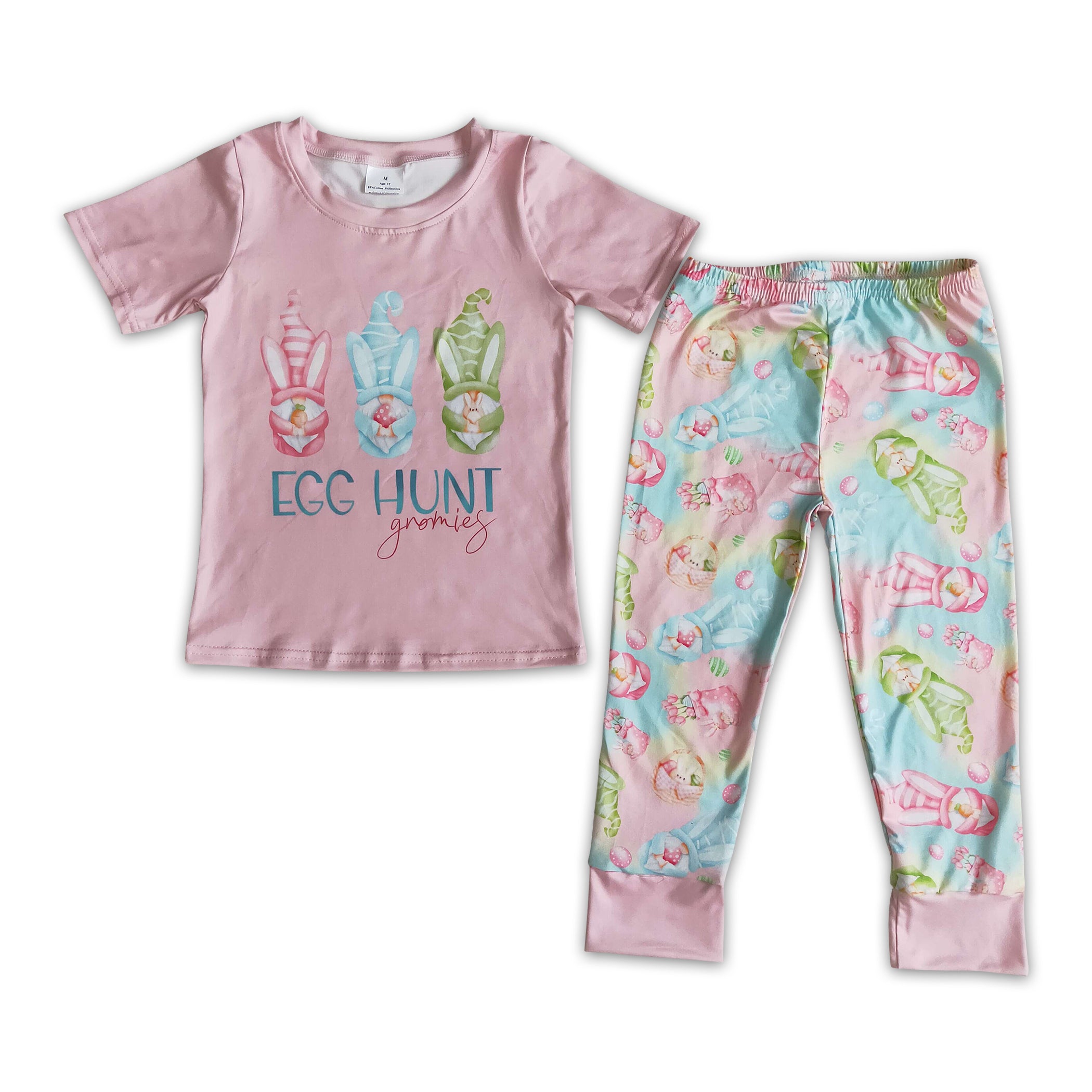 Egg hunt gnomies shirt pants kids girls easter clothing set