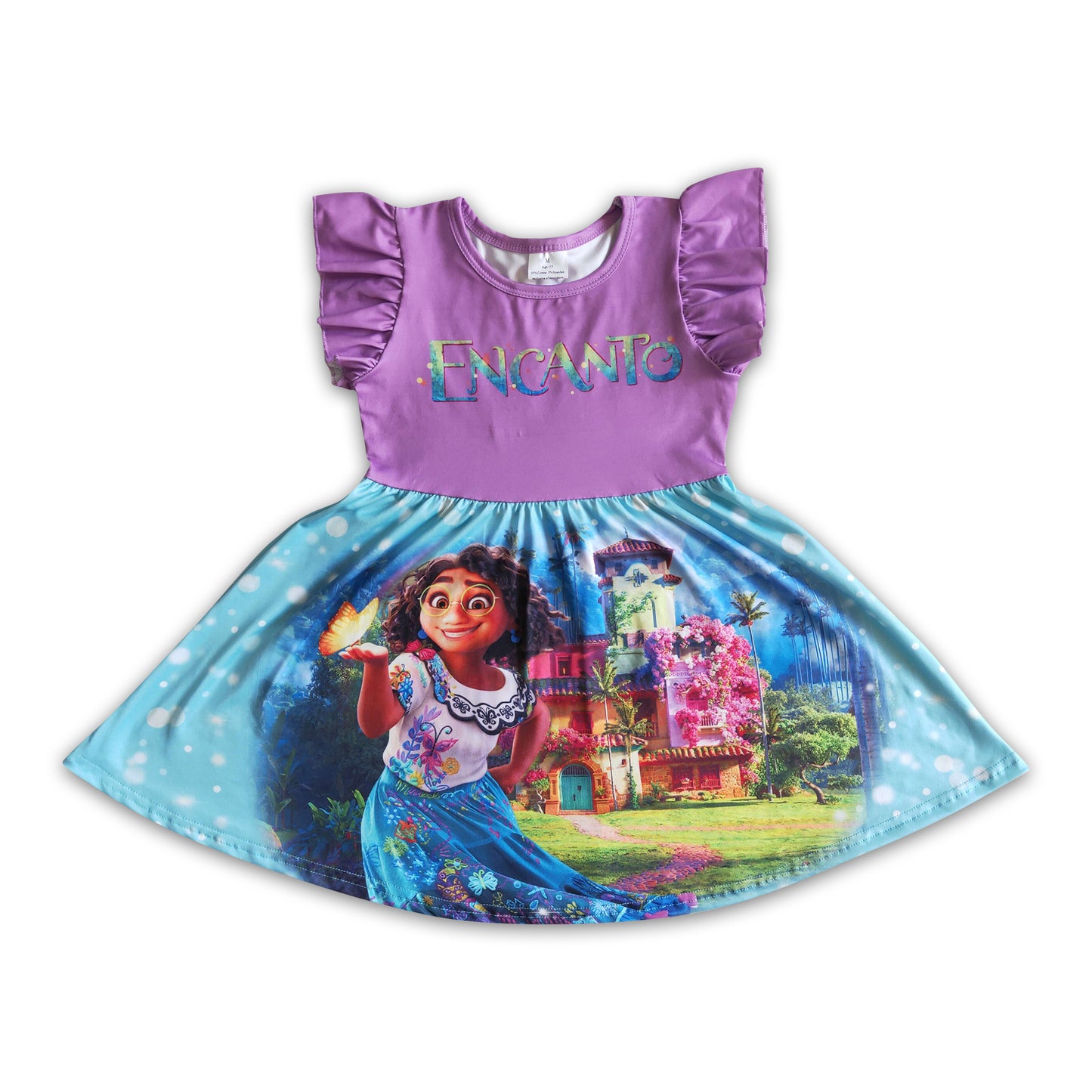 Flutter sleeve cute magic print baby girls summer twirl dresses