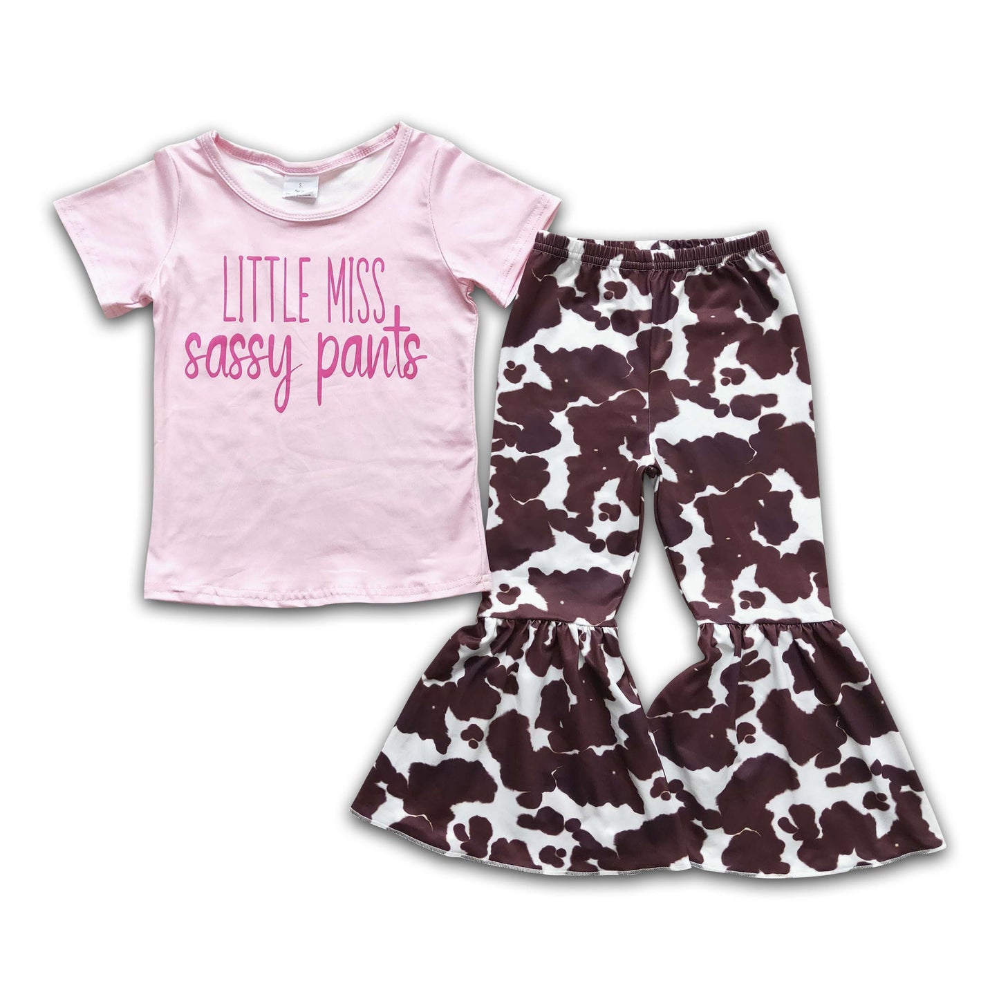 Little miss sassy pants pink shirt leopard pants girls clothing set