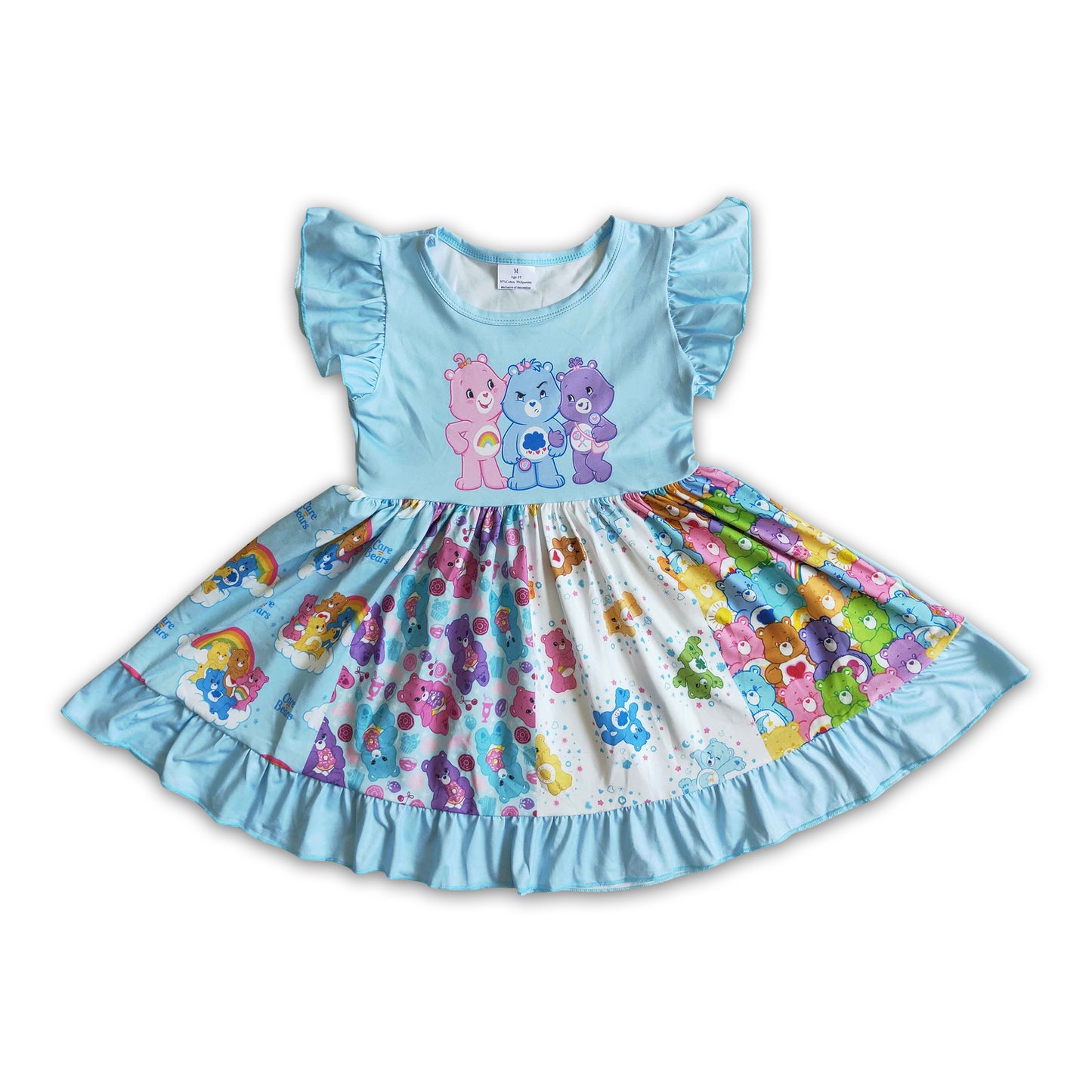Girl Blue Bear Patchwork Twirl Dress