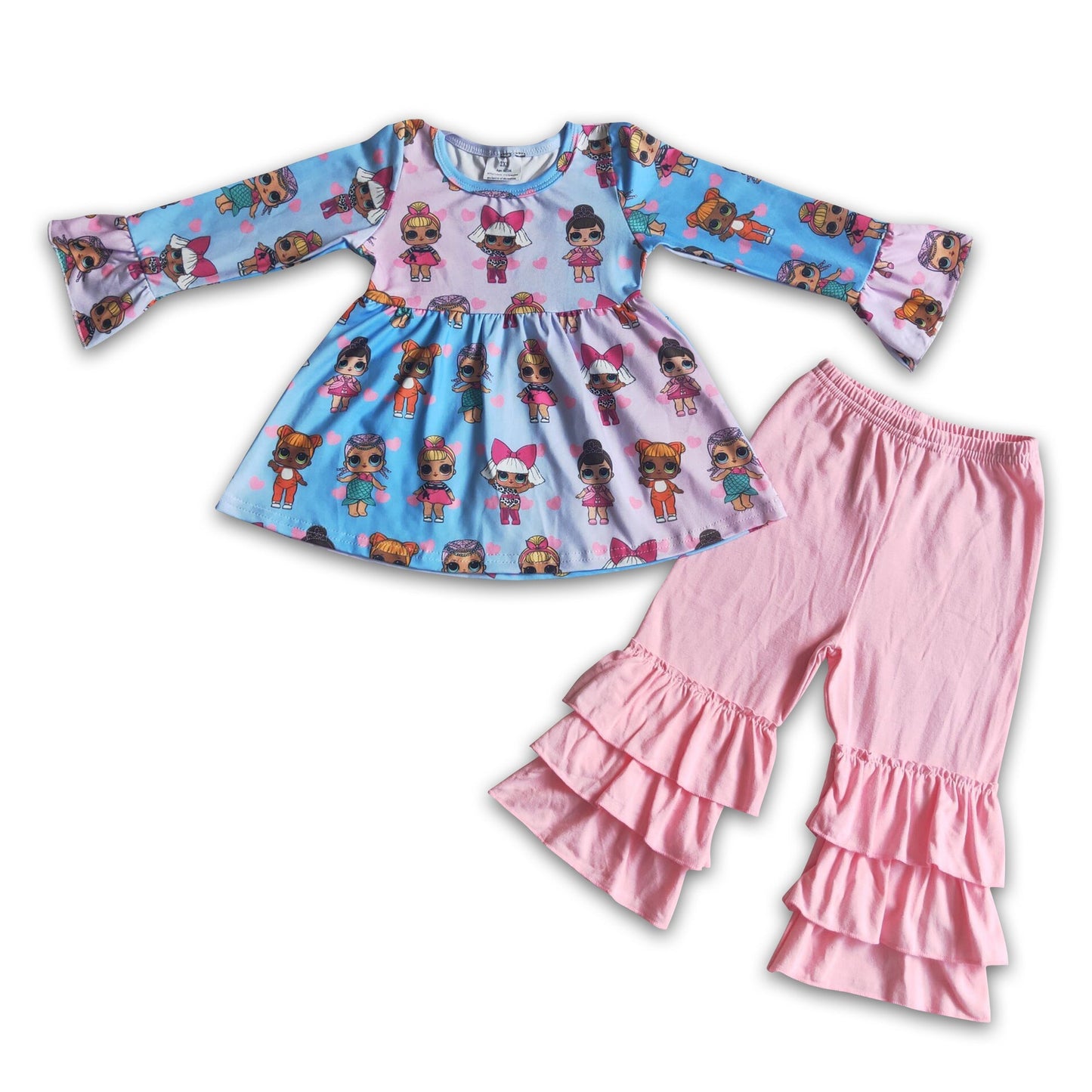 Cute dolls tunic match ruffle pants boutique girls clothing