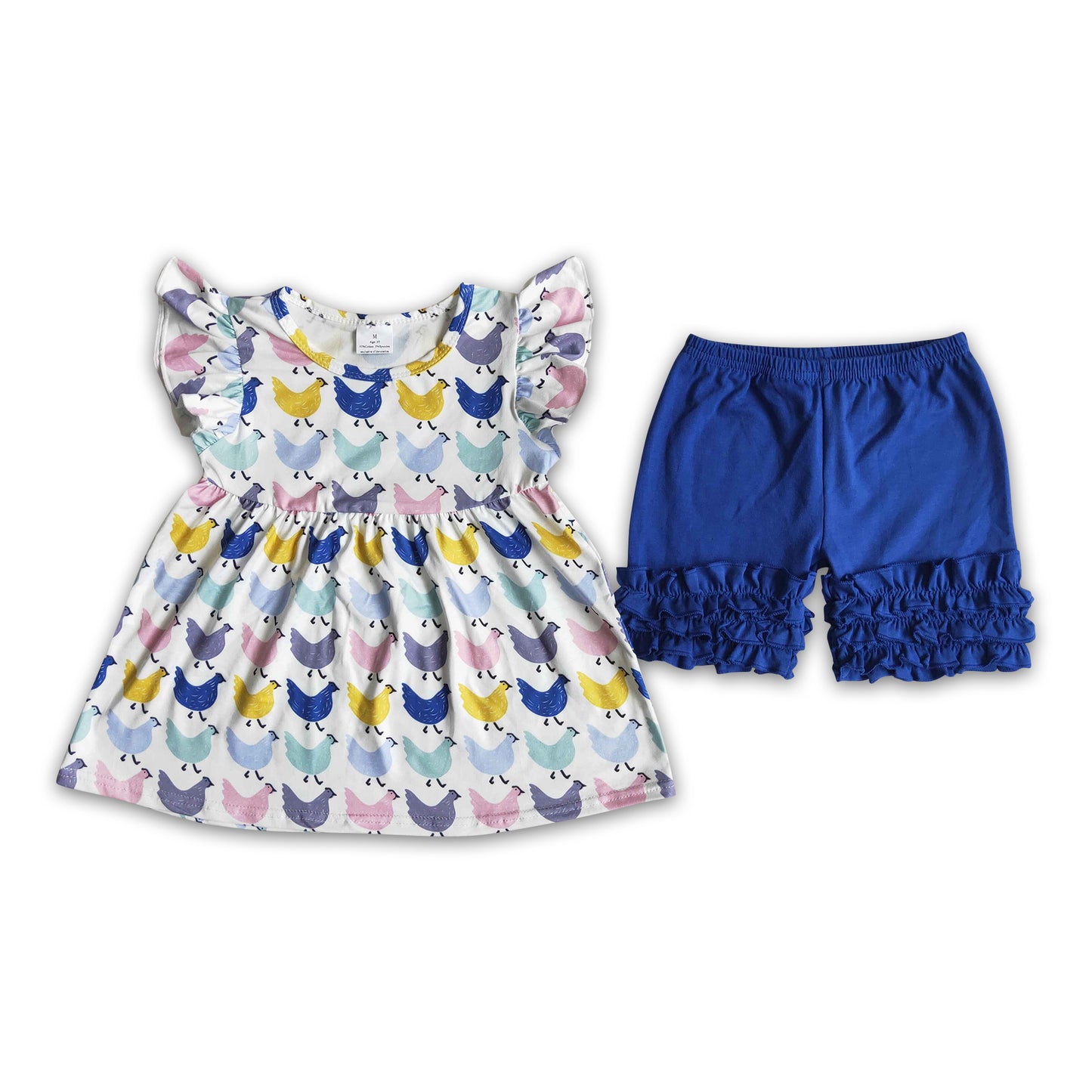 Girl Blue Chicken Short Outfit