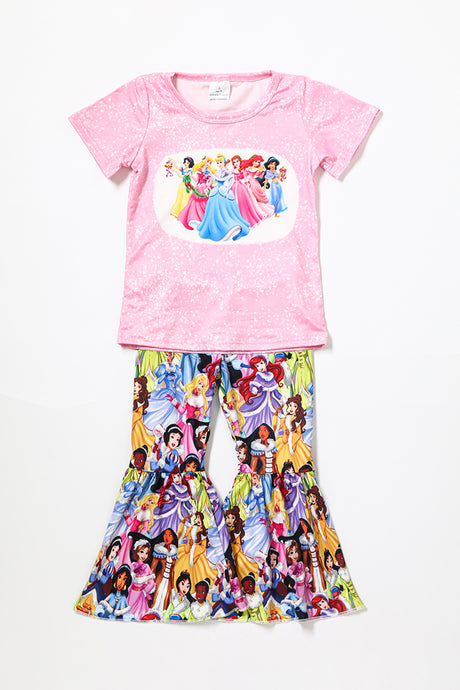 Girl Bleached Shirt Bell Bottom Pants Princess Outfits