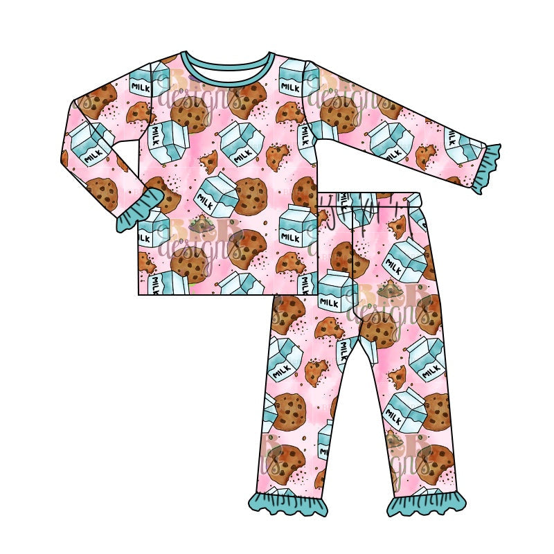 MOQ 5 pink cookie milk baby girl Christmas pajamas