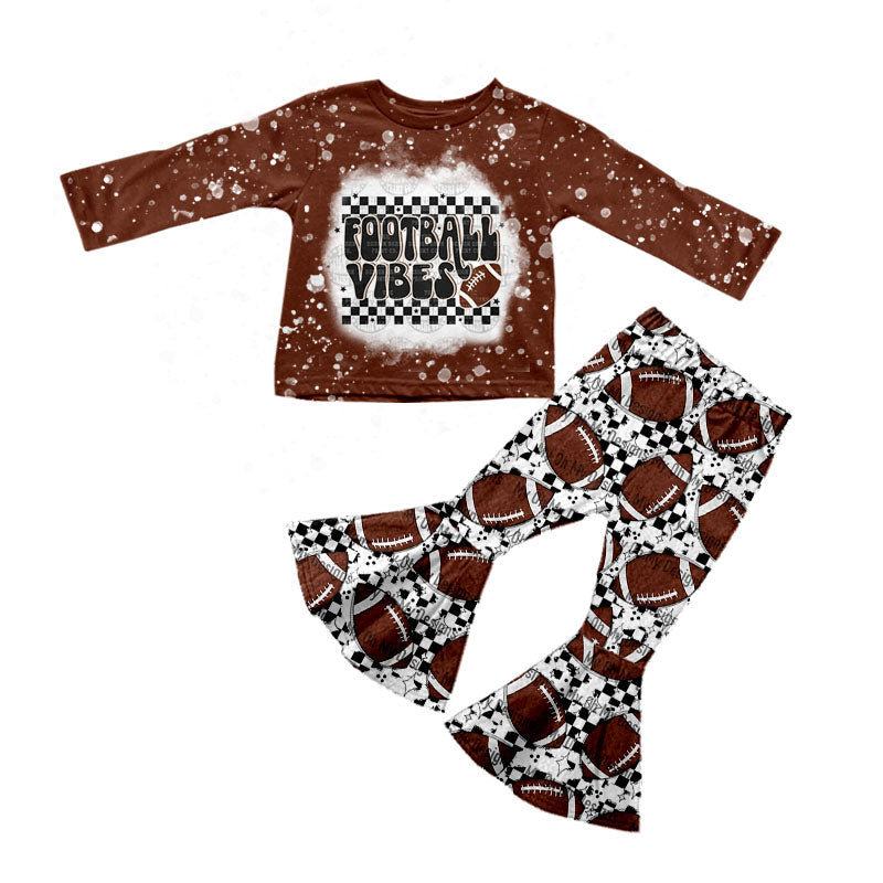 MOQ 5 football vibes brown kids girls clothing set