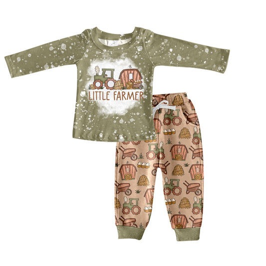 MOQ 5 little farmer bleached top pants boy clothes