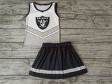 MOQ 3 pcs grey black white top skirt girls cheer clothes