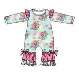 MOQ 5 PCS pink rainbow game baby girls romper