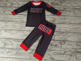 MOQ 3 pcs C black red kids team pajamas