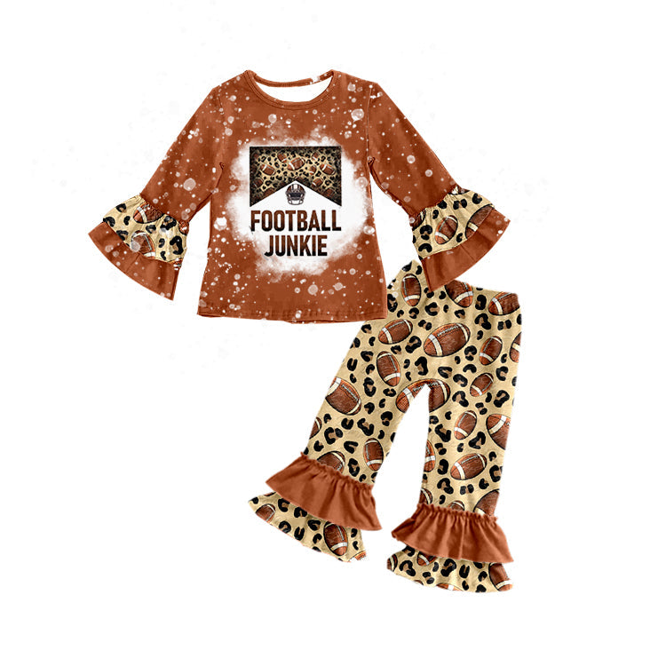 MOQ 5 football bleached top leopard pants girls clothes