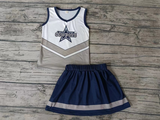 MOQ 3 pcs star cowboy grey blue top skirt girls cheer clothes