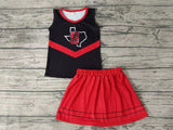 MOQ 3 pcs S red black top skirt girls cheer clothes