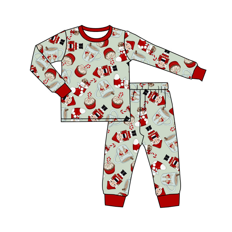 MOQ 5 cup cake drink candy cane kids Christmas pajamas