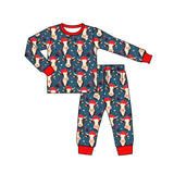 MOQ 5 Cow Christmas hat long sleeves kids pajamas