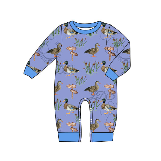 MOQ 5 PCS blue duck long sleeves baby boy romper