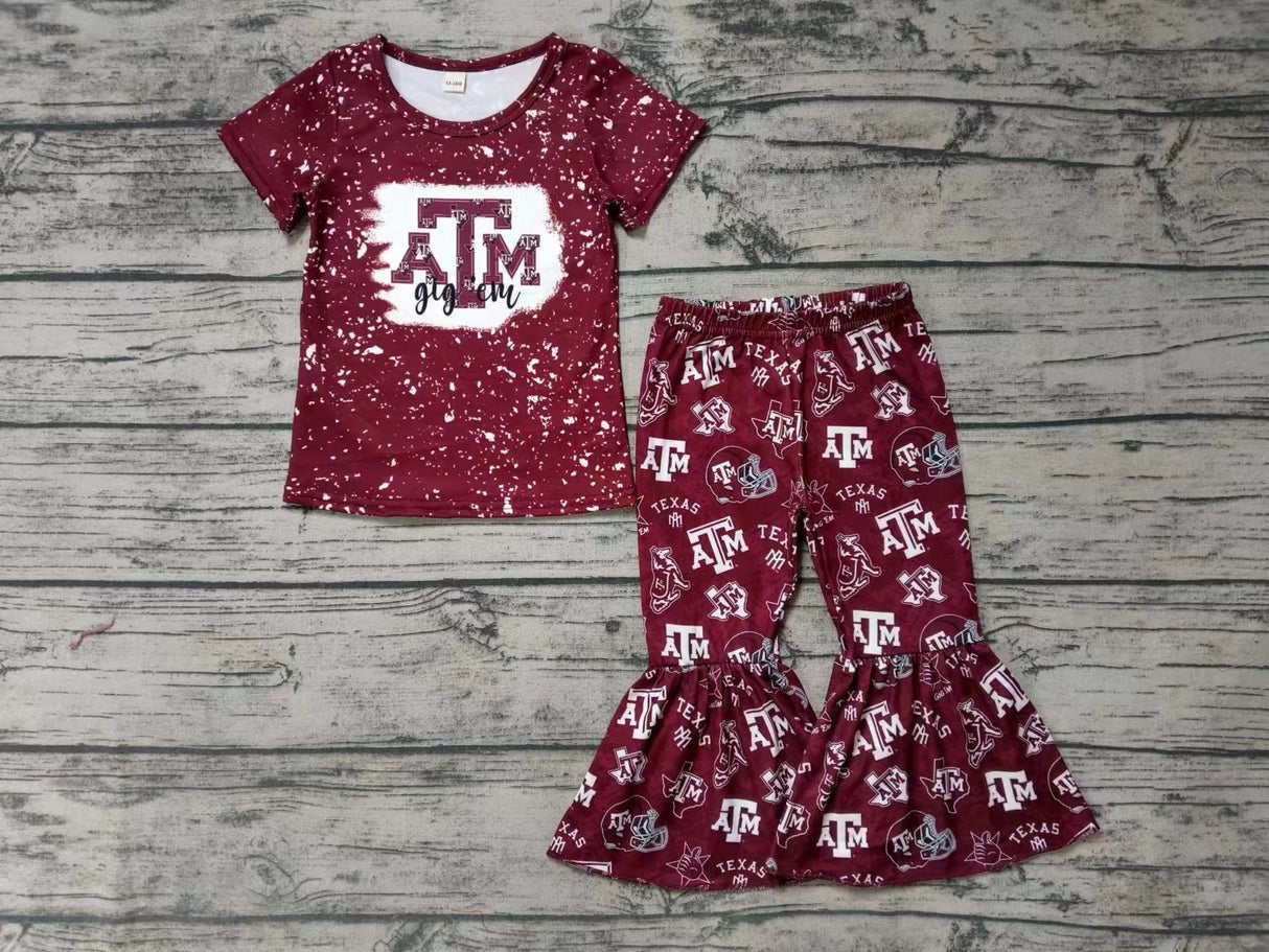 MOQ 3 pcs A T M maroon top pants girls team clothes