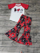 MOQ 3 pcs peace love dogs raglan pants girls team outfits