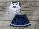 MOQ 3 pcs Grey navy top skirt girls cheer clothes