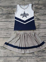 MOQ 3 pcs Star cowboy grey navy top skirt girls cheer clothes