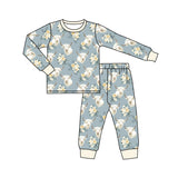 MOQ 5 highland cow floral long sleeves baby kids pajamas