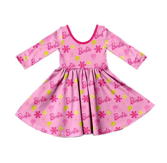 MOQ 5 pink yellow floral party girls dresses