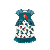 MOQ 5 blue arrow short sleeves princess girls tulle dress