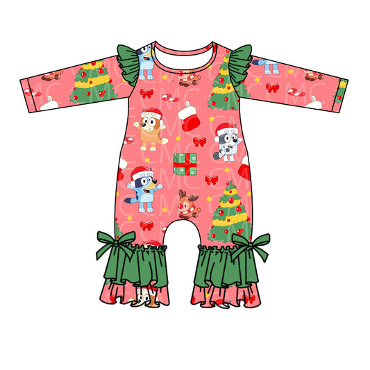 MOQ 5 PCS dogs Christmas tree gifts baby girls romper