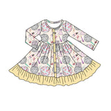 MOQ 5 long sleeves girls ruffle happy new year dress