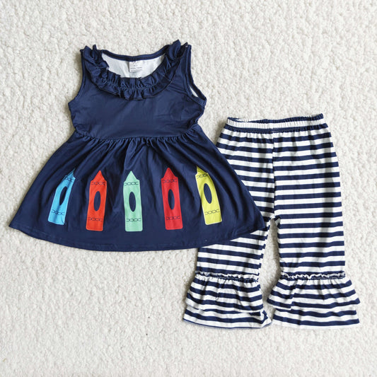 Girl Crayon Striped Outfit