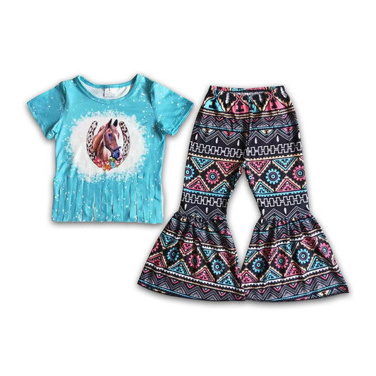 Girl Horse Aztec Bell Bottom Outfit