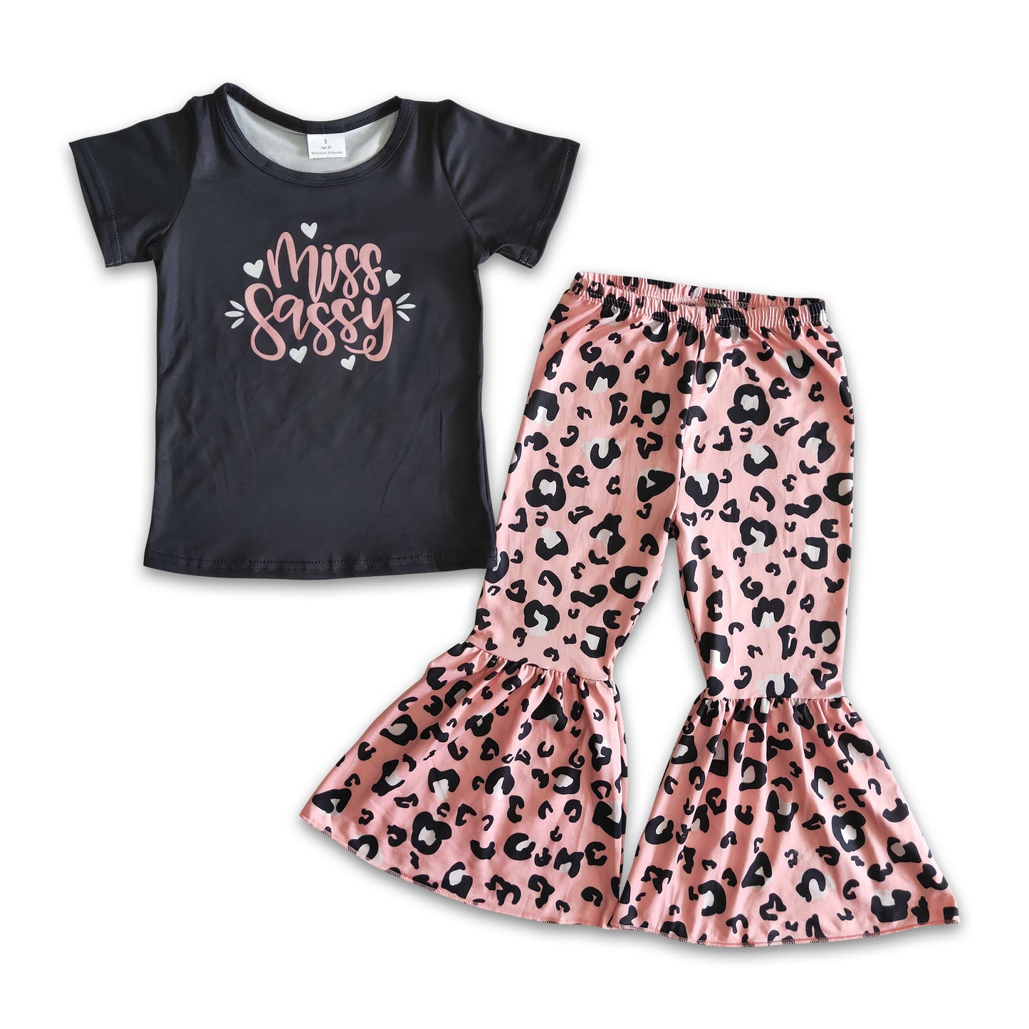 Miss Sassy Top Pink Leopard Bells Pants Outfit