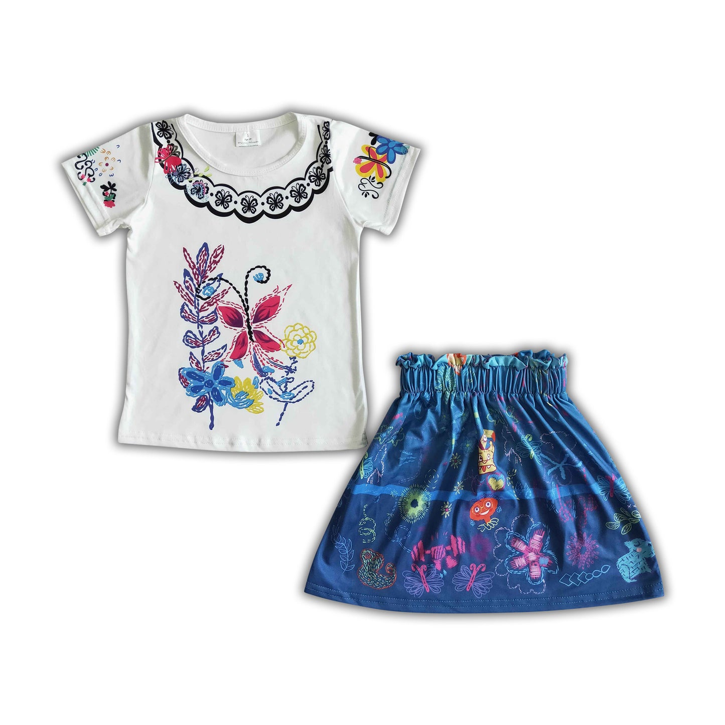 Cute magic print short sleeve shirt skirt baby girls summer outfits