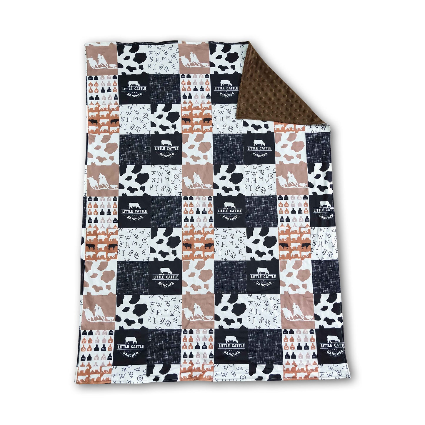 Hello Cattle brown polka dots baby blankets